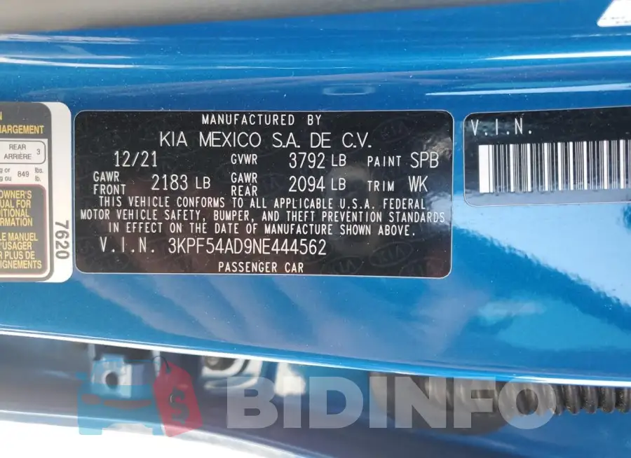3KPF54AD9NE444562 Photo# 13