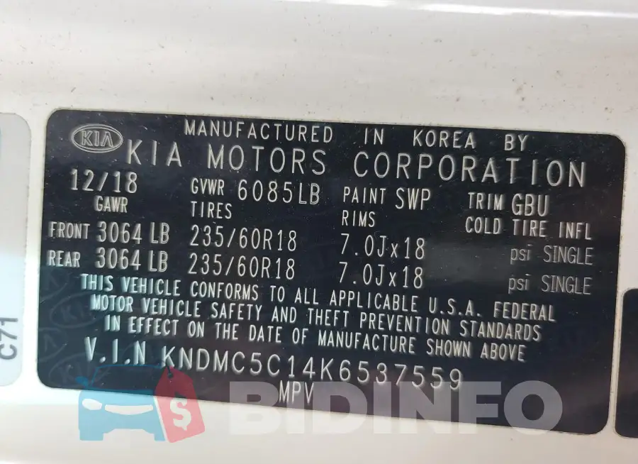 KNDMC5C14K6537559 Photo# 13