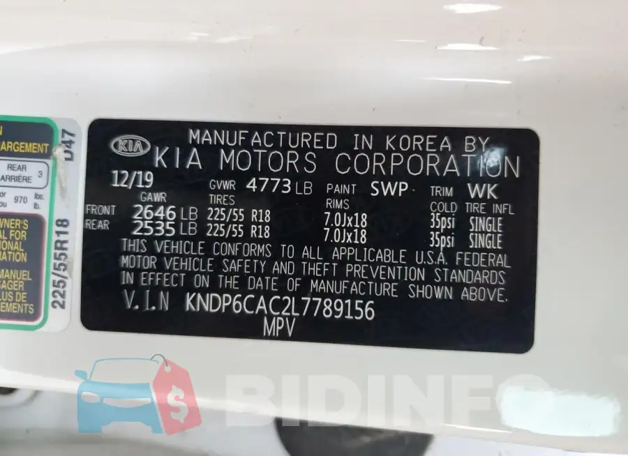 KNDP6CAC2L7789156 Photo# 13