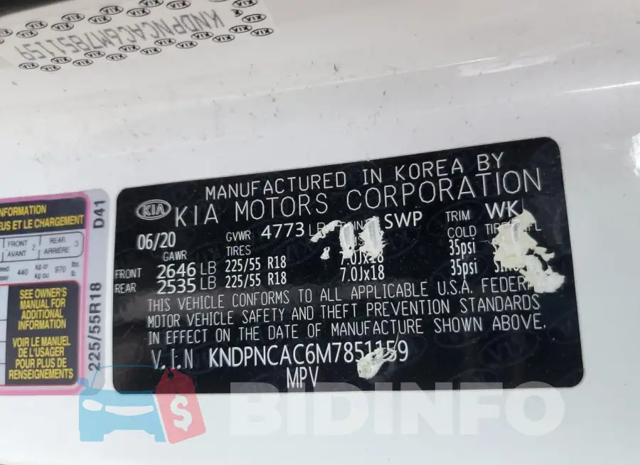 KNDPNCAC6M7851159 Photo# 13