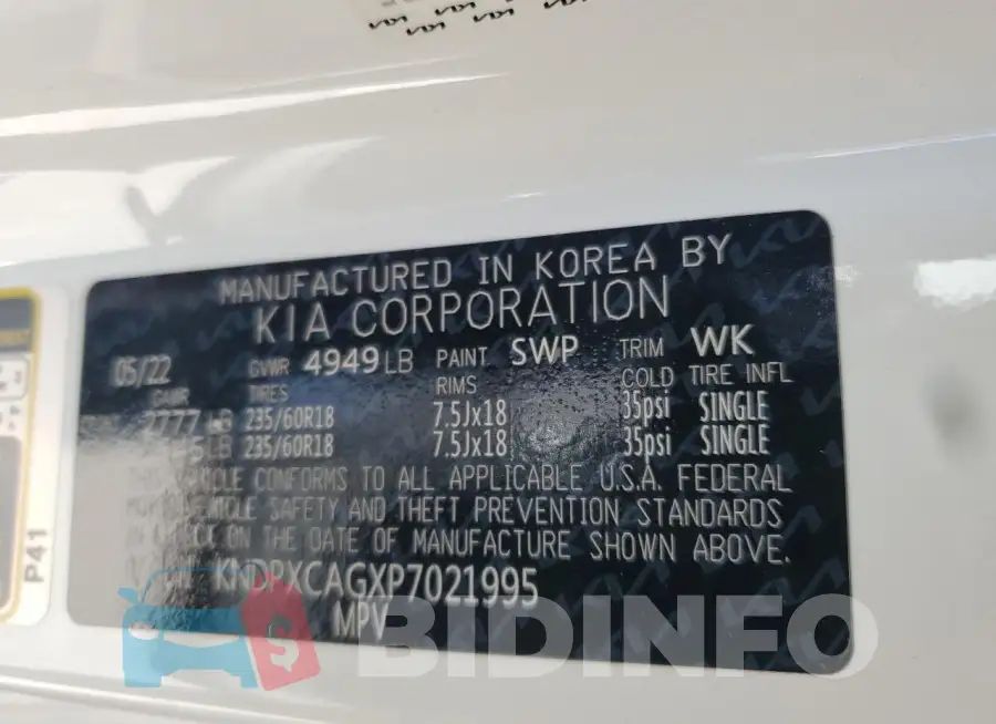 KNDPXCAGXP7021995 Photo# 13