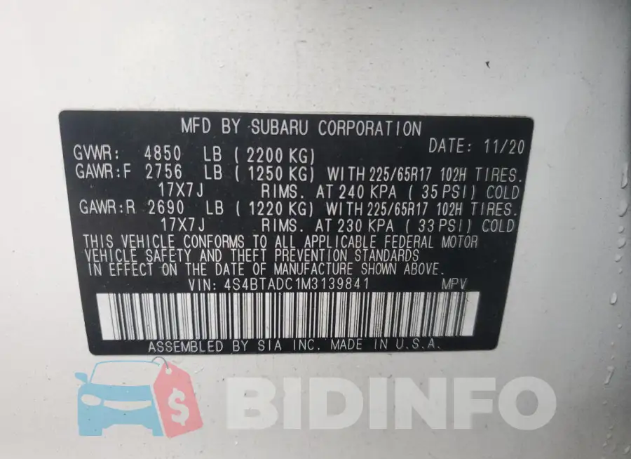 4S4BTADC1M3139841 Photo# 13