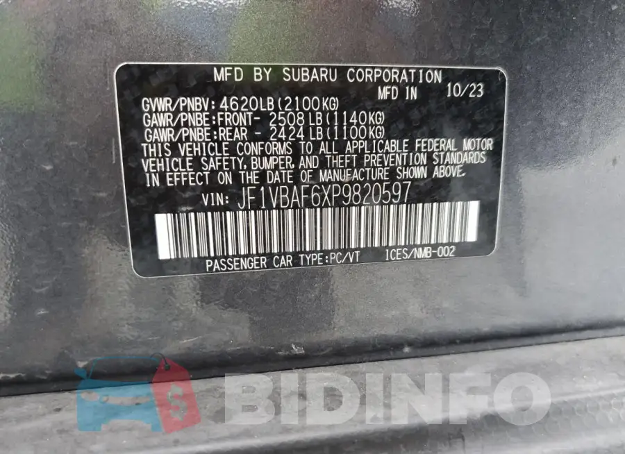 JF1VBAF6XP9820597 Photo# 13