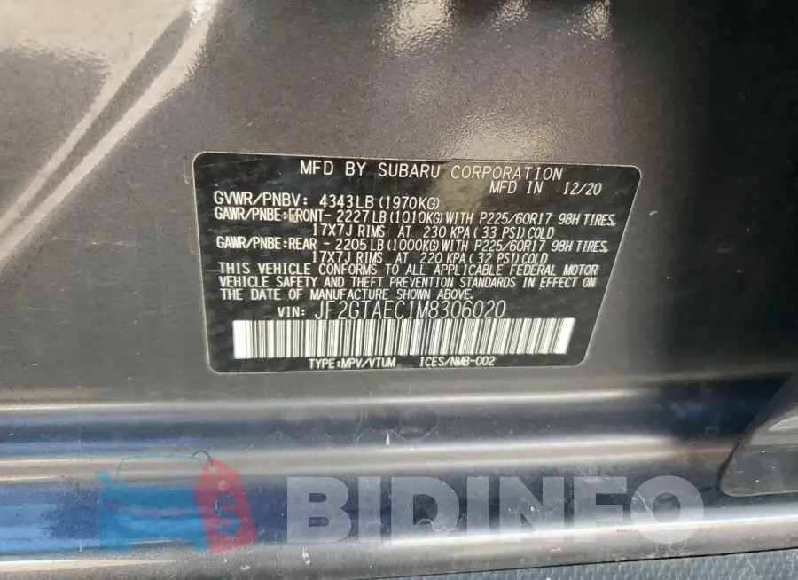 JF2GTAEC1M8306020 Photo# 14