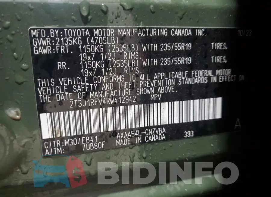 2T3J1RFV4RW412942 Photo# 13