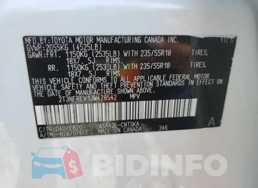 2T3NFREV1JW428542 Photo# 14