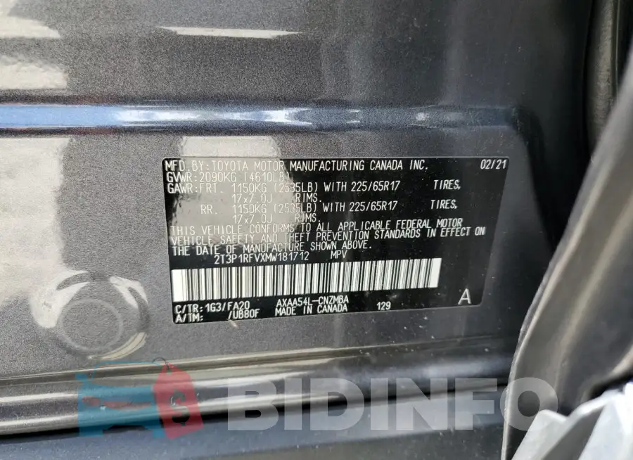 2T3P1RFVXMW181712 Photo# 14