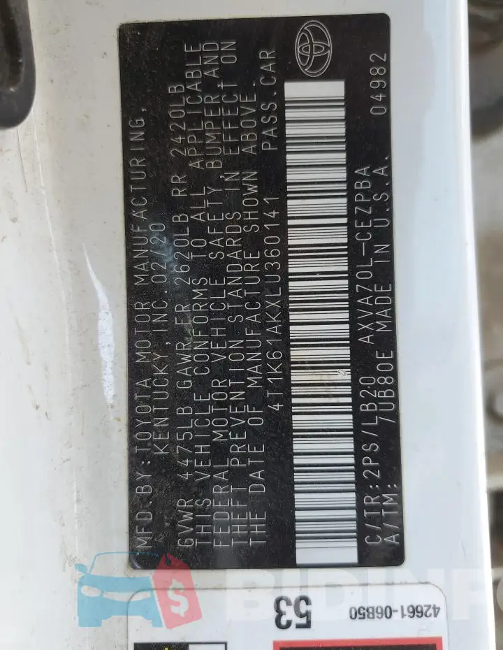 4T1K61AKXLU360141 Photo# 13