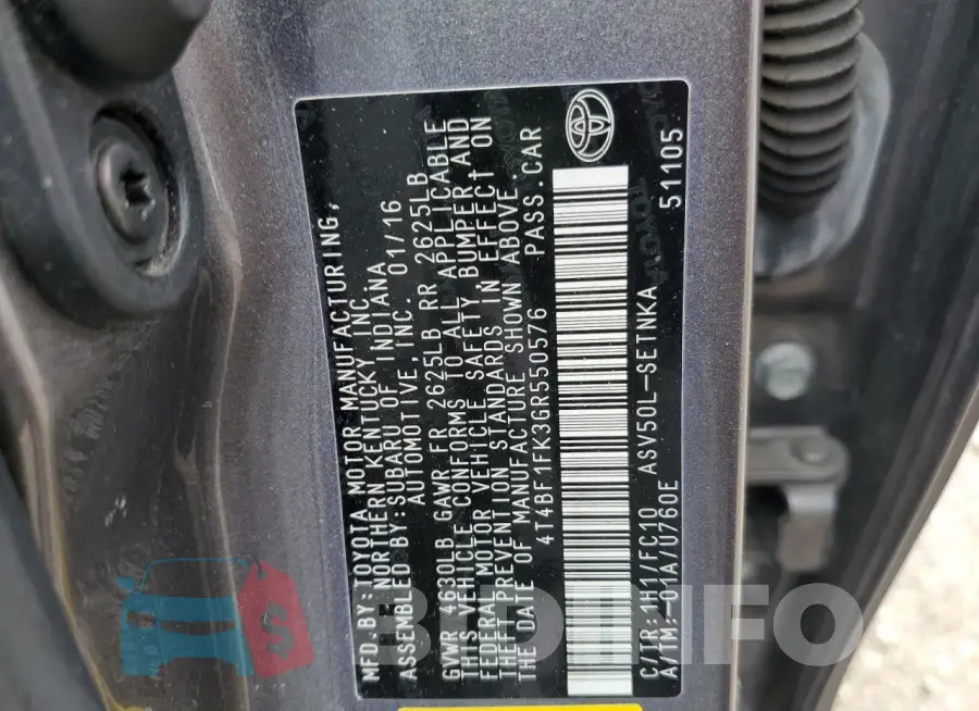 4T4BF1FK3GR550576 Photo# 13