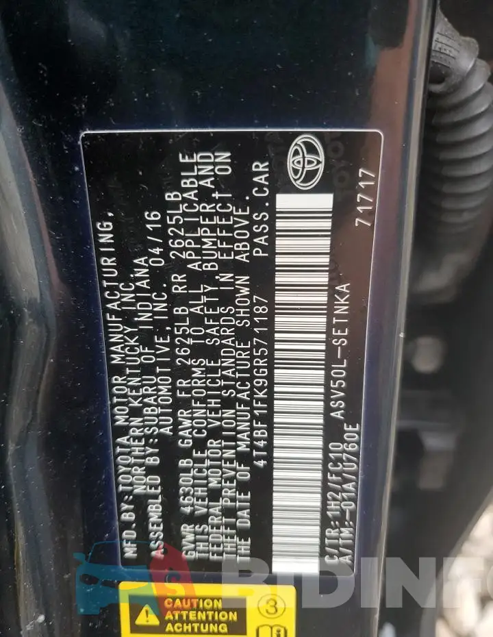 4T4BF1FK9GR571187 Photo# 12