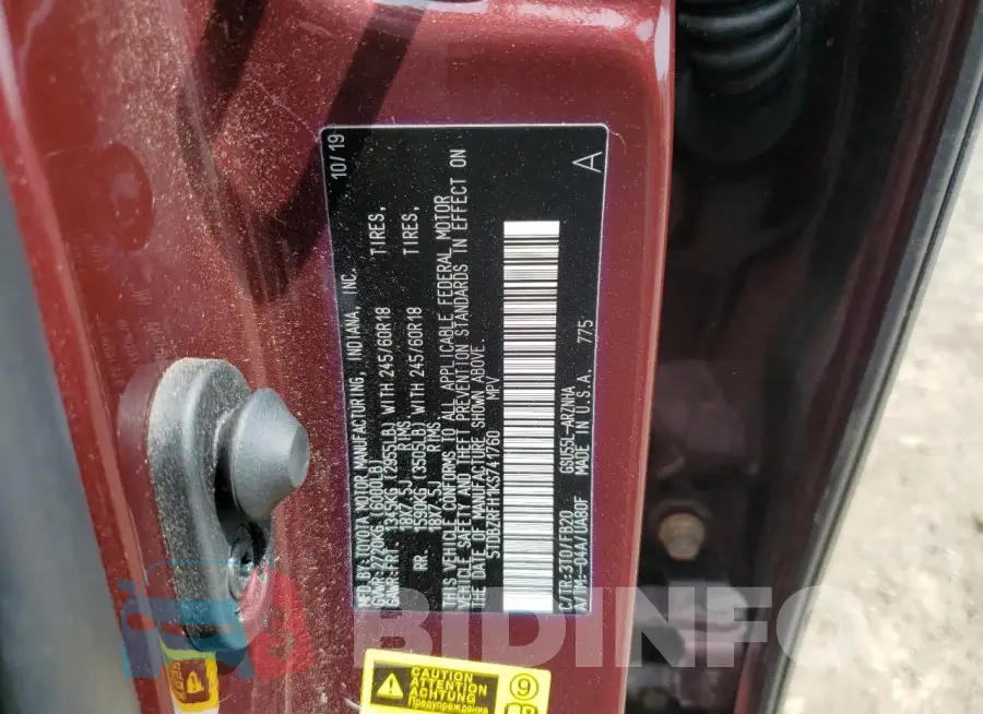 5TDBZRFH1KS741760 Photo# 13
