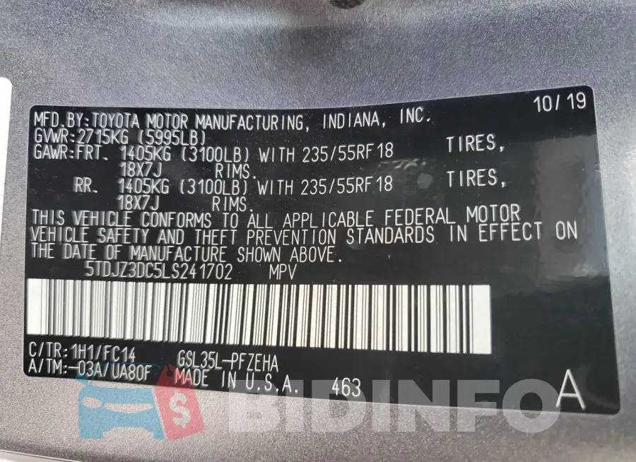 5TDJZ3DC5LS241702 Photo# 14