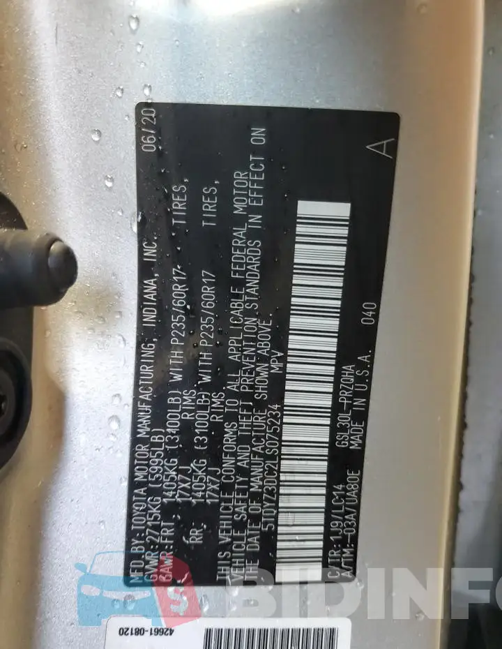 5TDYZ3DC2LS075234 Photo# 13