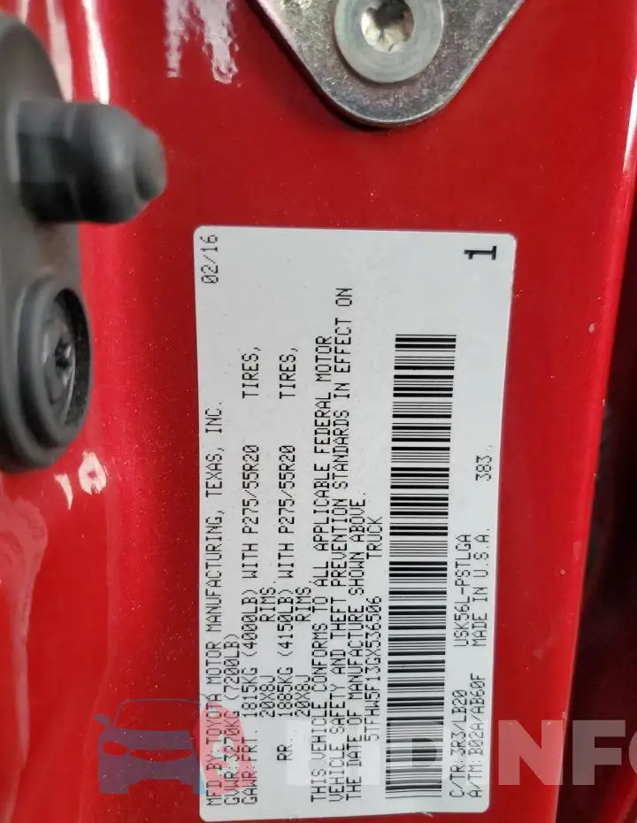 5TFHW5F13GX536506 Photo# 12