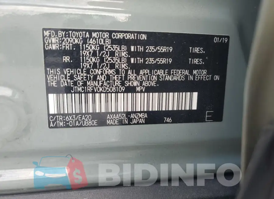 JTMC1RFV0KD508109 Photo# 12