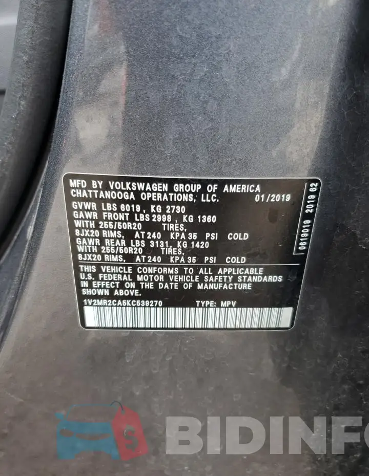 1V2MR2CA5KC539270 Photo# 13