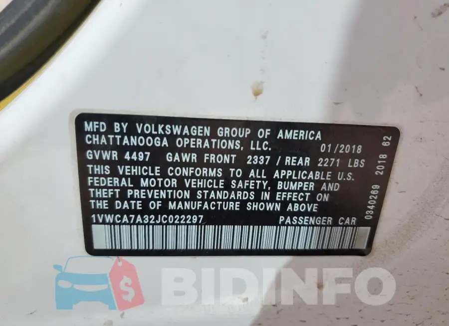 1VWCA7A32JC022297 Photo# 13