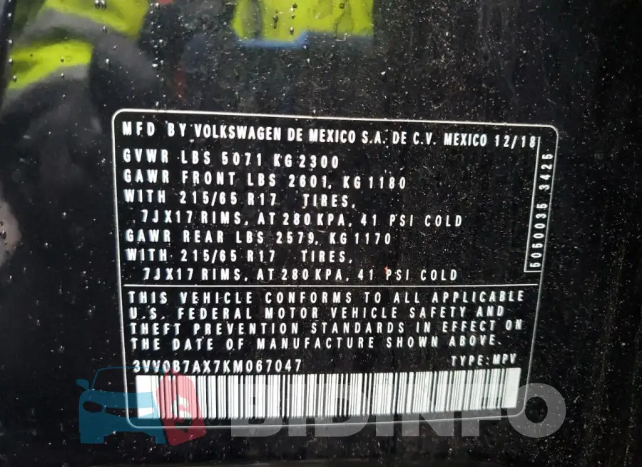 3VV0B7AX7KM067047 Photo# 13