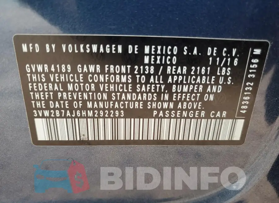 3VW2B7AJ6HM292293 Photo# 12