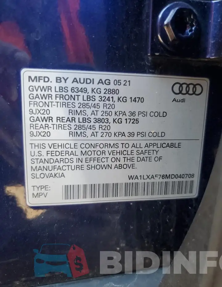 WA1LXAF76MD040708 Photo# 14