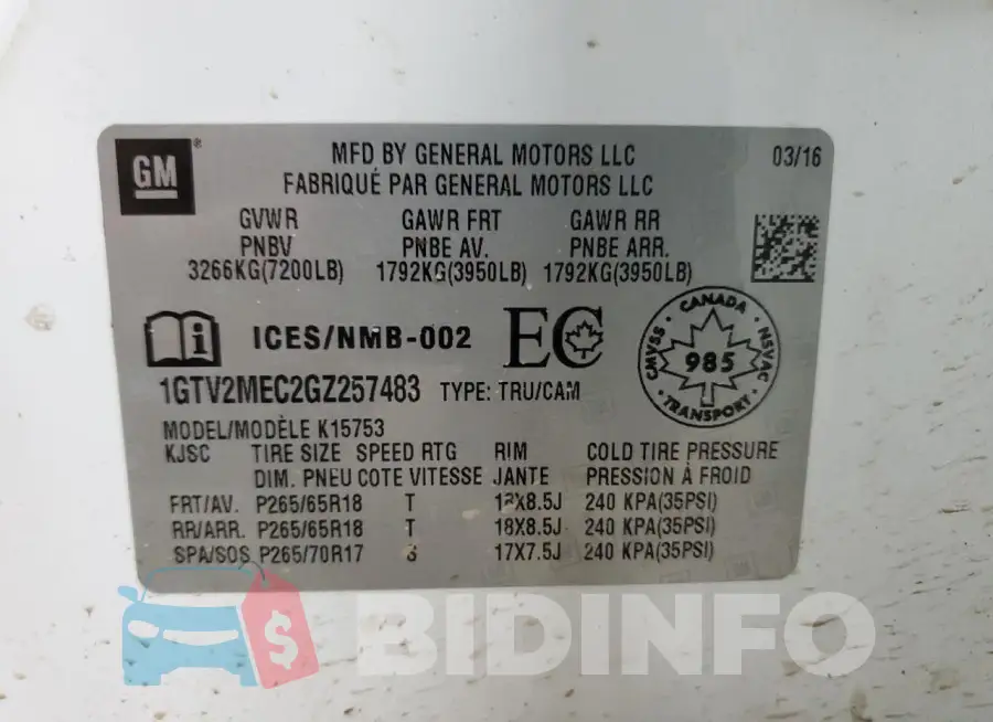 1GTV2MEC2GZ257483 Photo# 12