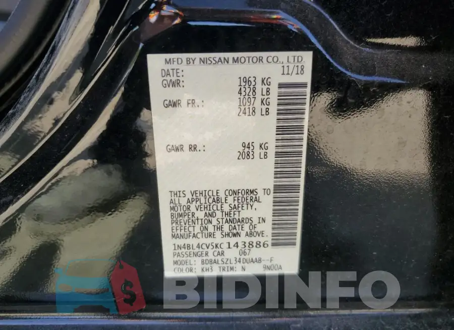 1N4BL4CV5KC143886 Photo# 12