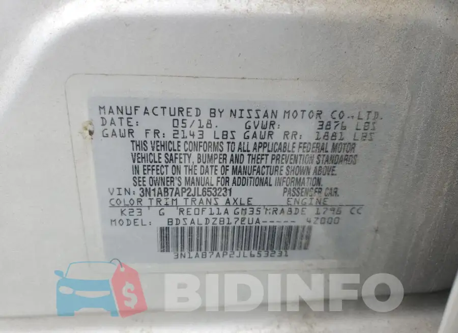 3N1AB7AP2JL653231 Photo# 13