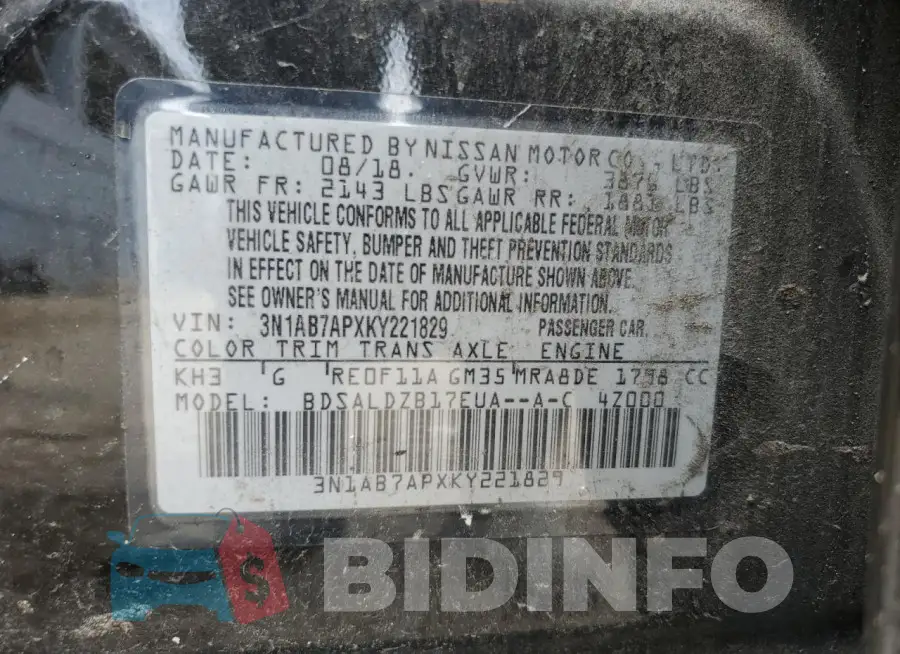 3N1AB7APXKY221829 Photo# 12