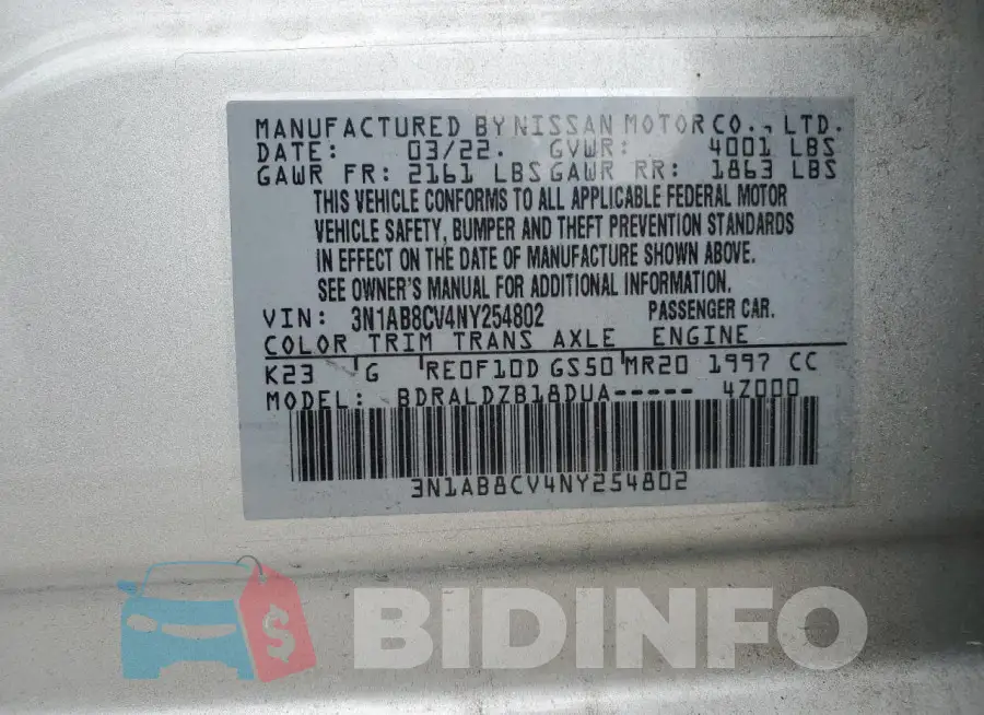 3N1AB8CV4NY254802 Photo# 12