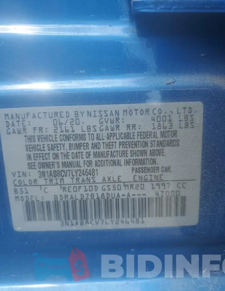 3N1AB8CV7LY246481 Photo# 13