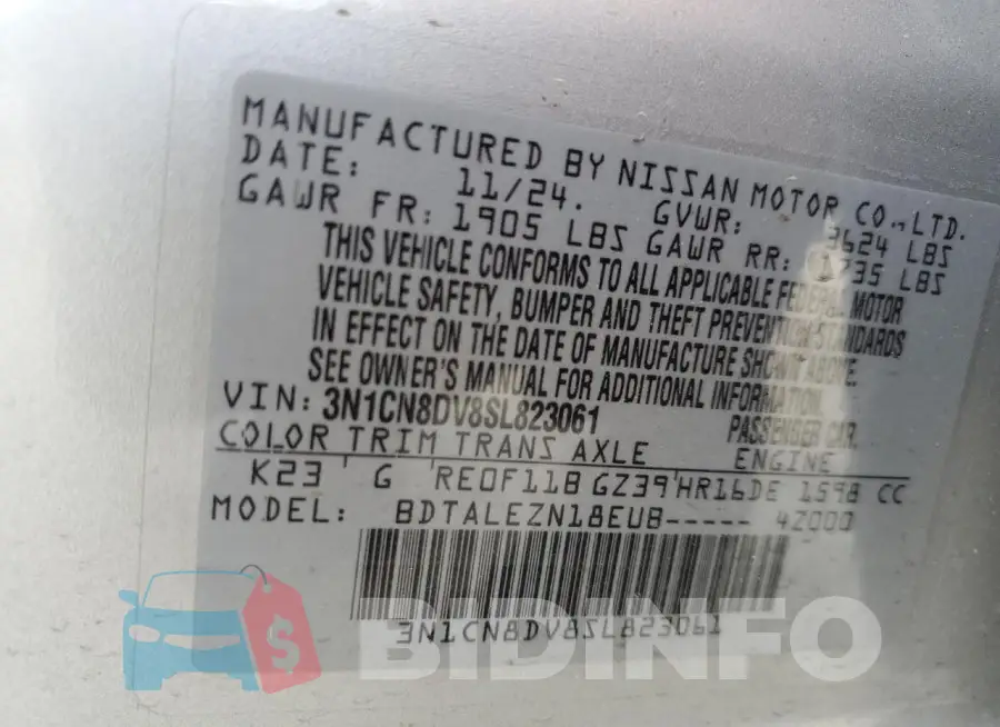3N1CN8DV8SL823061 Photo# 13