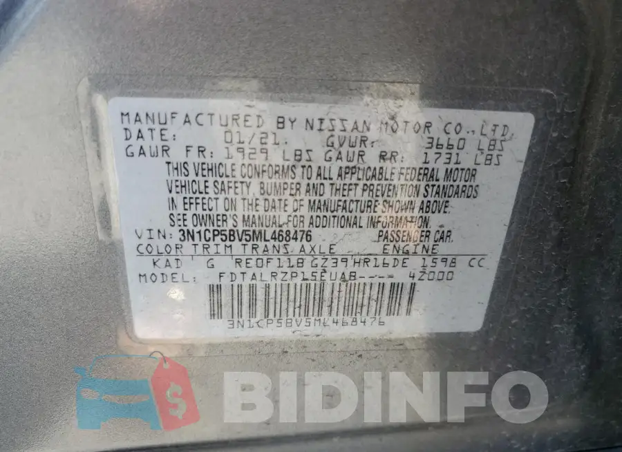 3N1CP5BV5ML468476 Photo# 13