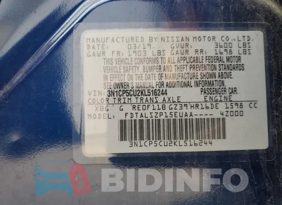 3N1CP5CU2KL516244 Photo# 12