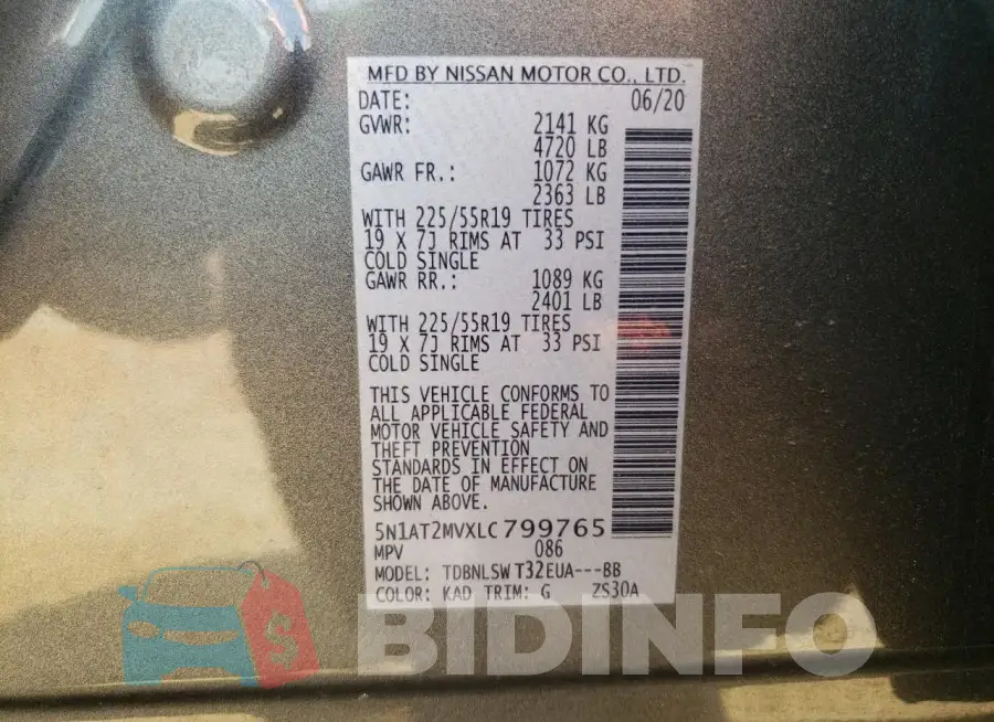 5N1AT2MVXLC799765 Photo# 13