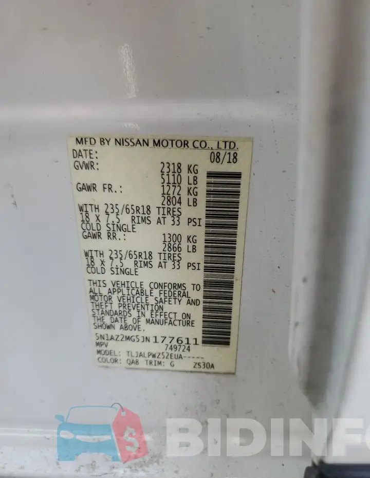 5N1AZ2MG5JN177611 Photo# 14