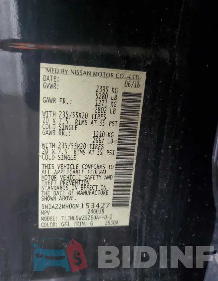 5N1AZ2MH0GN153427 Photo# 13
