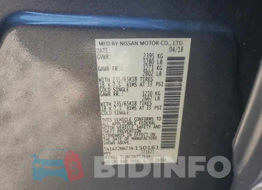 5N1AZ2MH7JN150161 Photo# 13