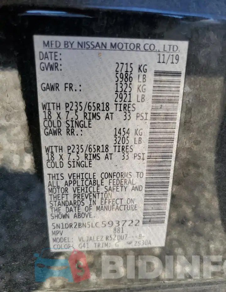 5N1DR2BN5LC593722 Photo# 13
