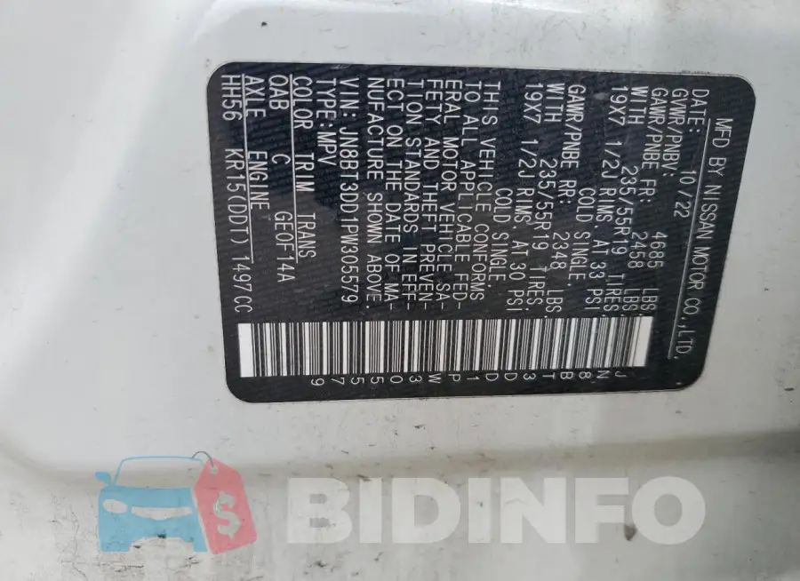 JN8BT3DD1PW305579 Photo# 13