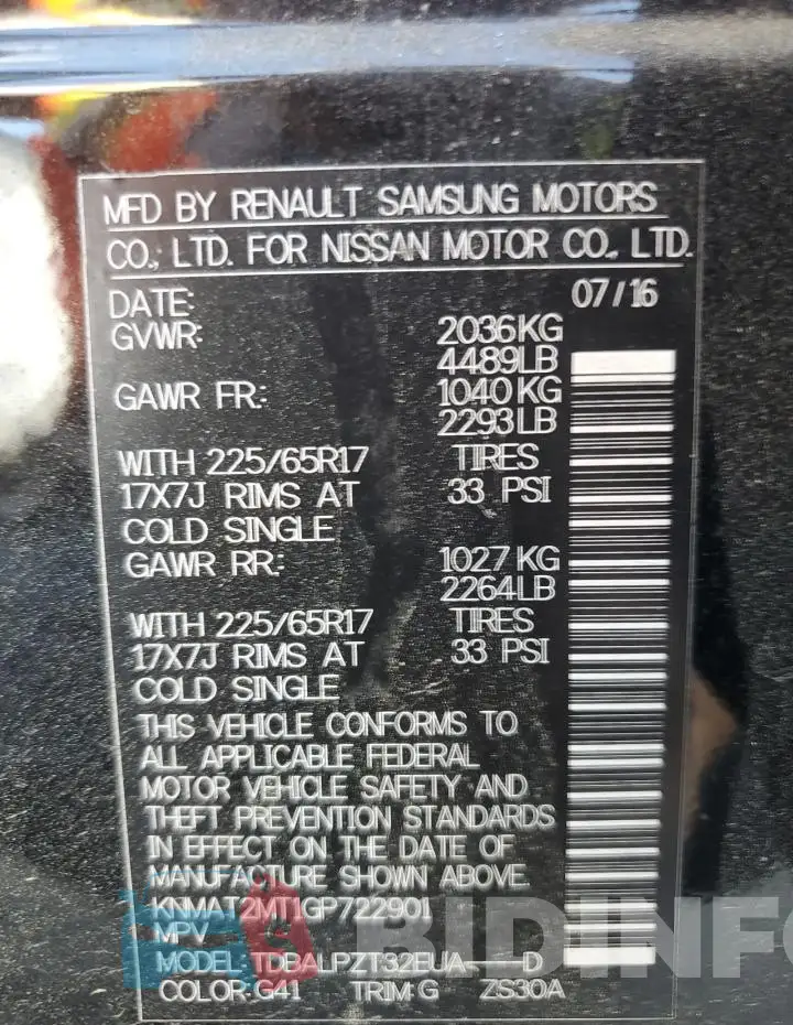 KNMAT2MT1GP722901 Photo# 13