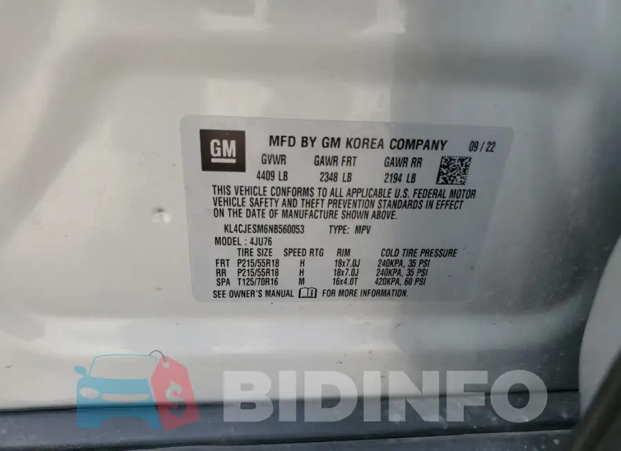 KL4CJESM6NB560053 Photo# 14