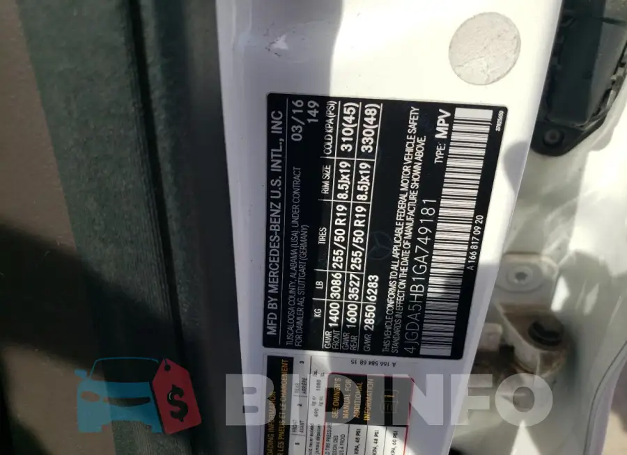 4JGDA5HB1GA749181 Photo# 13