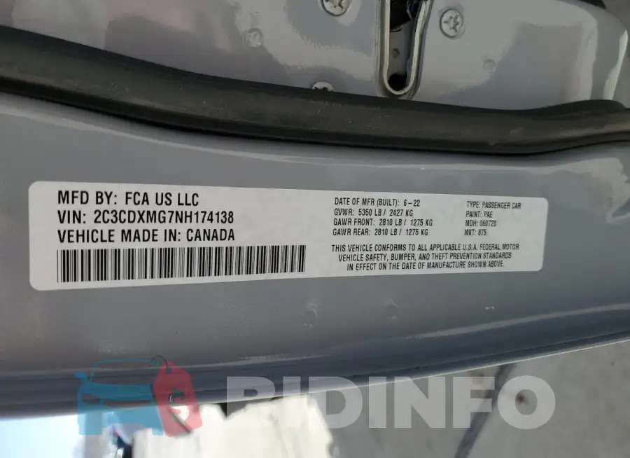 2C3CDXMG7NH174138 Photo# 12