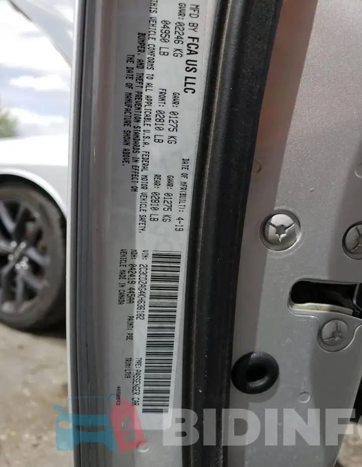 2C3CDZAG4KH636182 Photo# 12