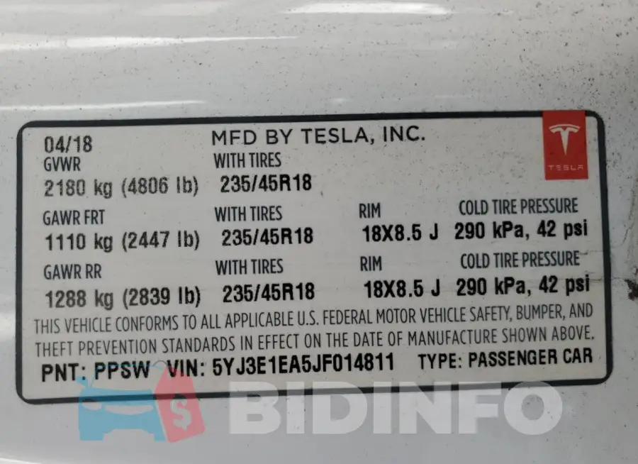 5YJ3E1EA5JF014811 Photo# 12
