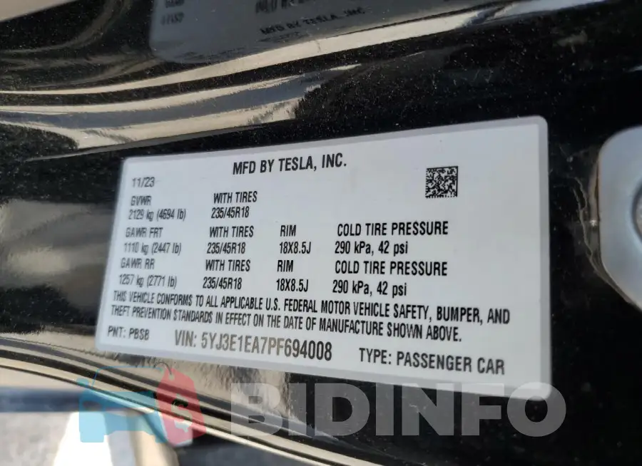 5YJ3E1EA7PF694008 Photo# 12