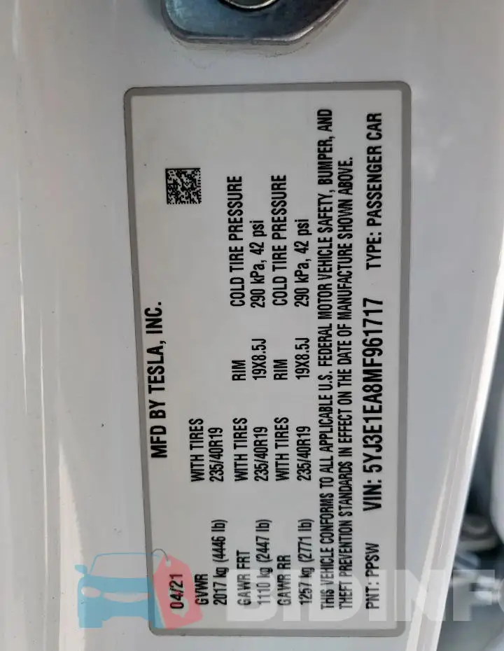 5YJ3E1EA8MF961717 Photo# 12