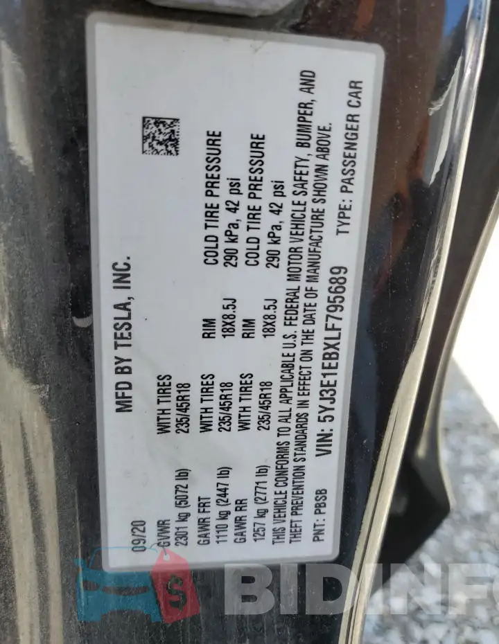 5YJ3E1EBXLF795689 Photo# 13