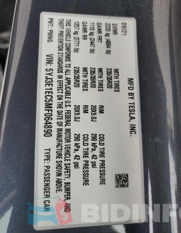 5YJ3E1EC5MF064890 Photo# 12