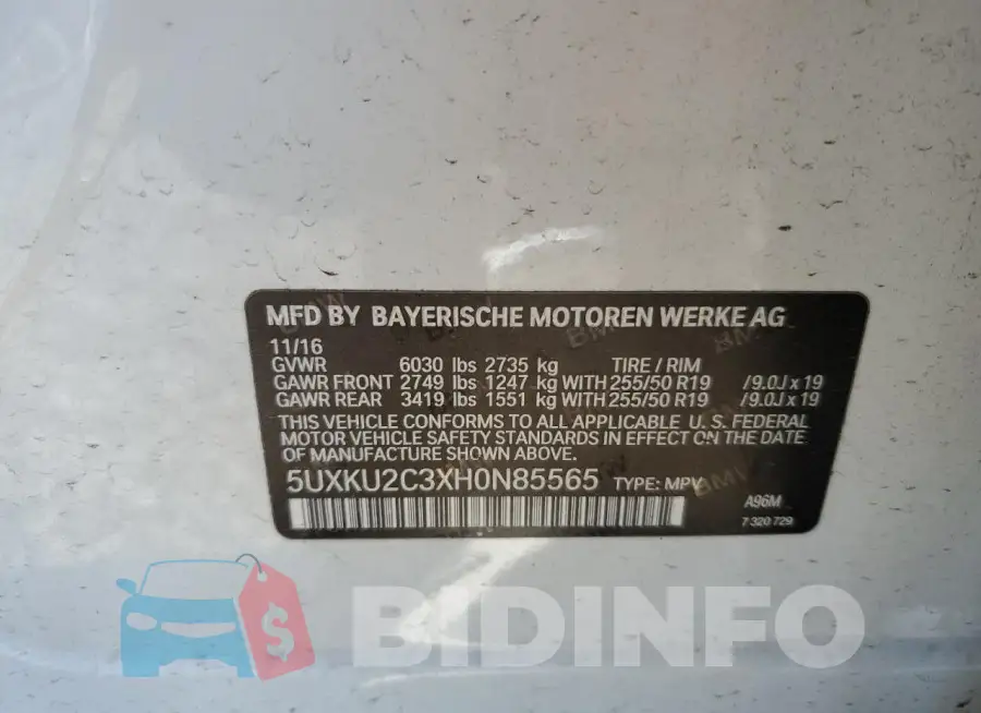 5UXKU2C3XH0N85565 Photo# 14